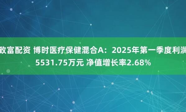 致富配资 博时医疗保健混合A：2025年第一季度利润5531.75万元 净值增长率2.68%